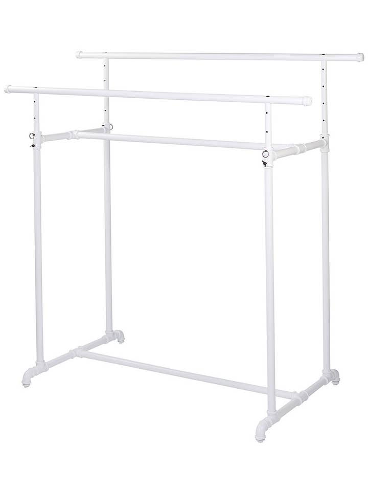 Boutique White Pipe Double Rail H-Rack for wholesale by Store Supply Warehouse