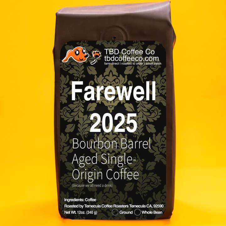 ADIEU 2025 | CAFÉ D'ORIGINE UNIQUE VIEILLI EN FÛT DE BOURBON pour la vente par TBD Coffee Co