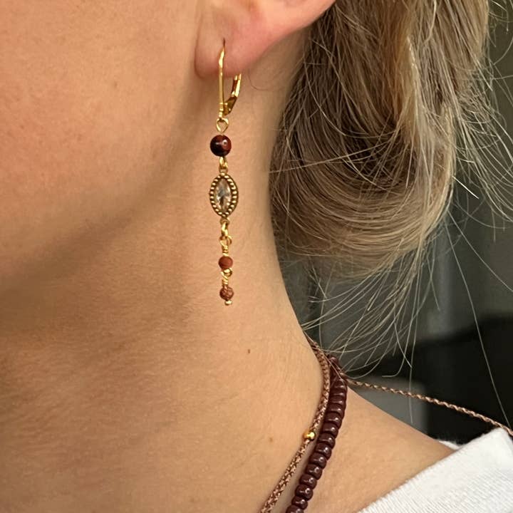 Jazu Jewellery - Wholesale Dangle Earrings - Nona Earrings with stone charm and beads2