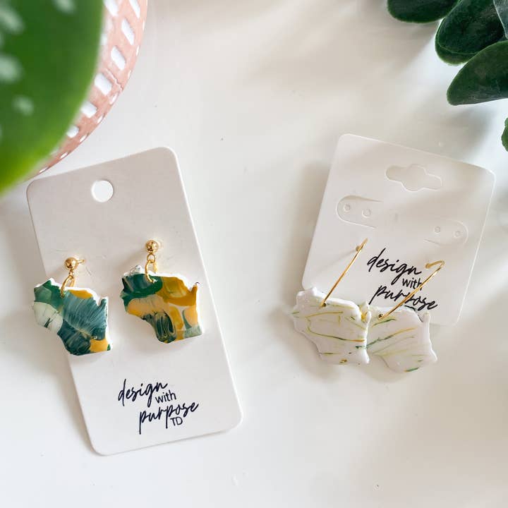 Design With Purpose - Wholesale Dangle Earrings - Hand Painted Green Bay Packers Earrings