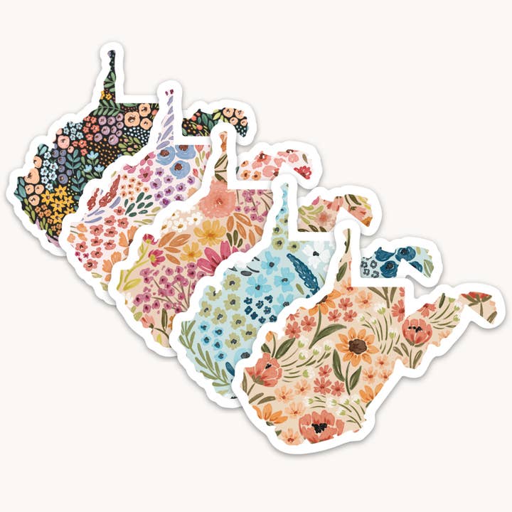 Virginia Occidental de 7,6 x 2 cm Pegatina de estado floral para venta al por mayor de Elyse Breanne Design