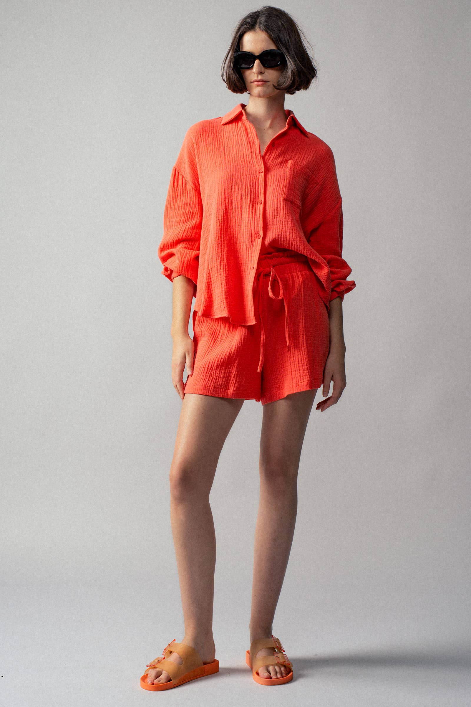 Urban Daizy - Wholesale Lounge Set - Women's - Crinkle Cotton Gauze Resort Button-Up Set4