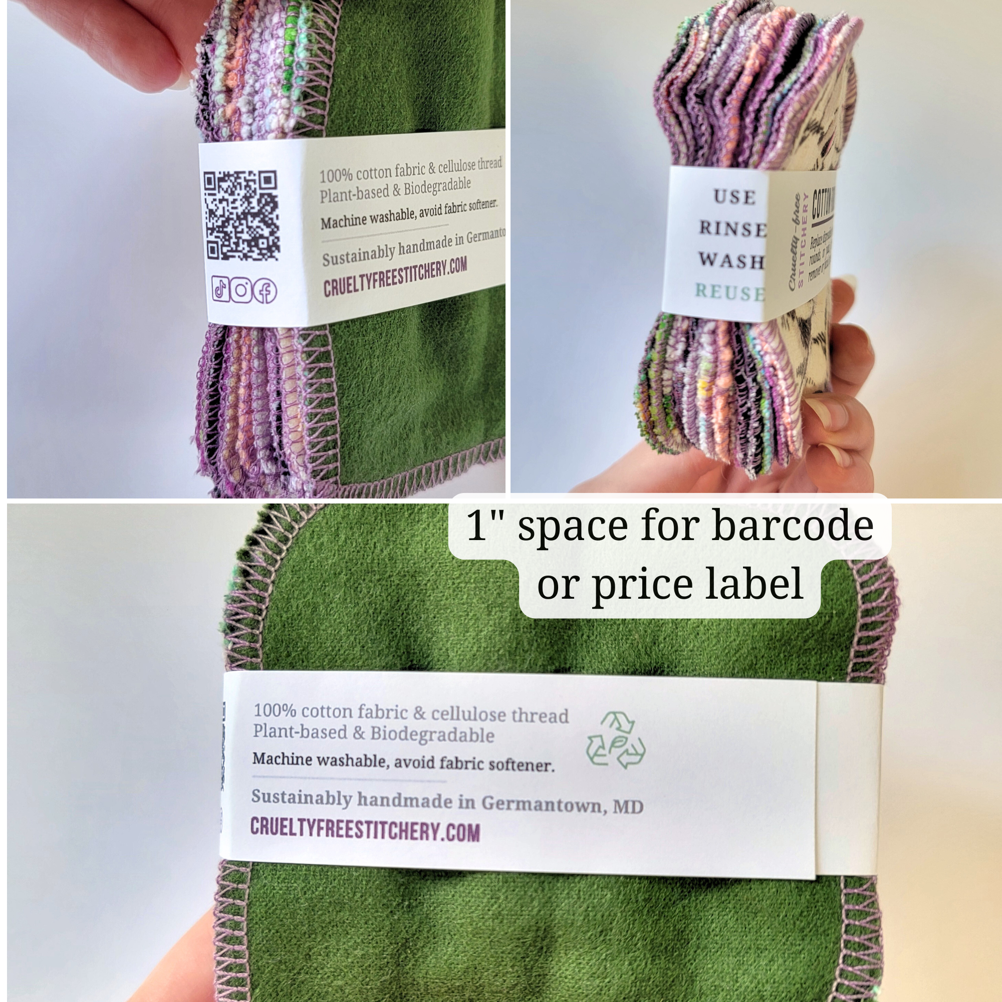 Cruelty-Free Stitchery - Vente Disque de coton - Disques démaquillants réutilisables en coton - Mélange assorti3