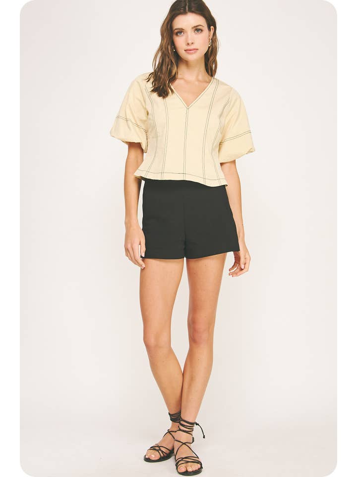 Strut & Bolt - Wholesale Blouse - Women's - Top Stitch Bubble Sleeve Top3