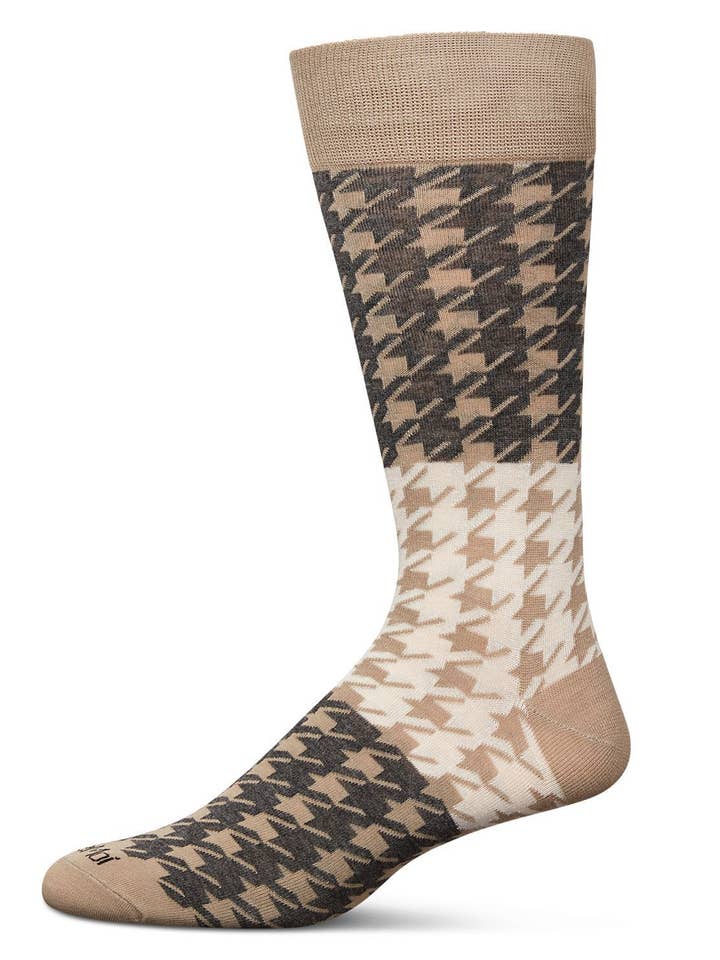 Memoi Houndstooth Men`s Dress Bamboo Crew for wholesale by Infinity Classics International Inc.