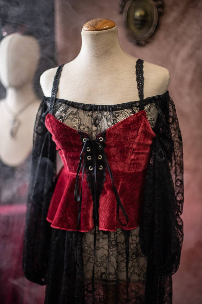 Costurero Real - Wholesale Costume - Women's - Red Velvet Corset bodice, Tapestry Victorian Gothic vampire3
