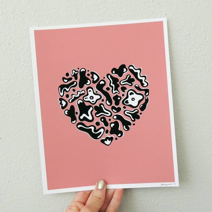 Pink Abstract Heart Print for wholesale by Dandymark