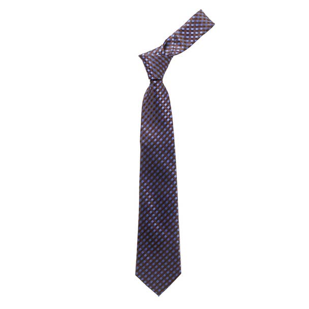 Boy's 49" Checkered Brown Fashion Tie for wholesale by Selini New York