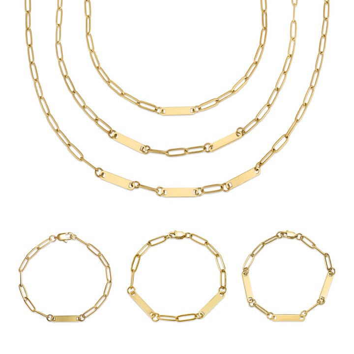 WJW - Wholesale Jewelry Set - 30pc 18K Gold PVD Coated Stainless Steel Paperclip Necklace