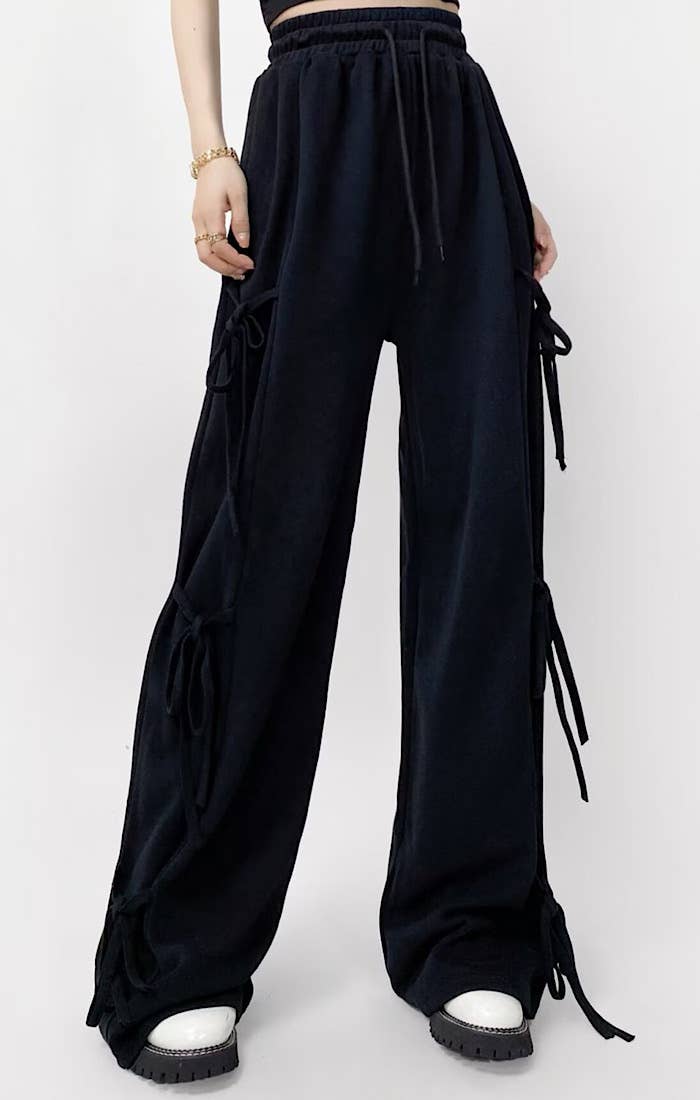 Miss Sparkling - Wholesale Lounge Sweatpants/Joggers - Women's - Side tie ribbon bows sweat pants5