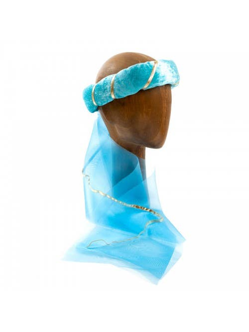 KALID MEDIEVAL - Venta al por mayor Disfraz - Niños - Diadema de princesa medieval KROWN de terciopelo azul - ST690