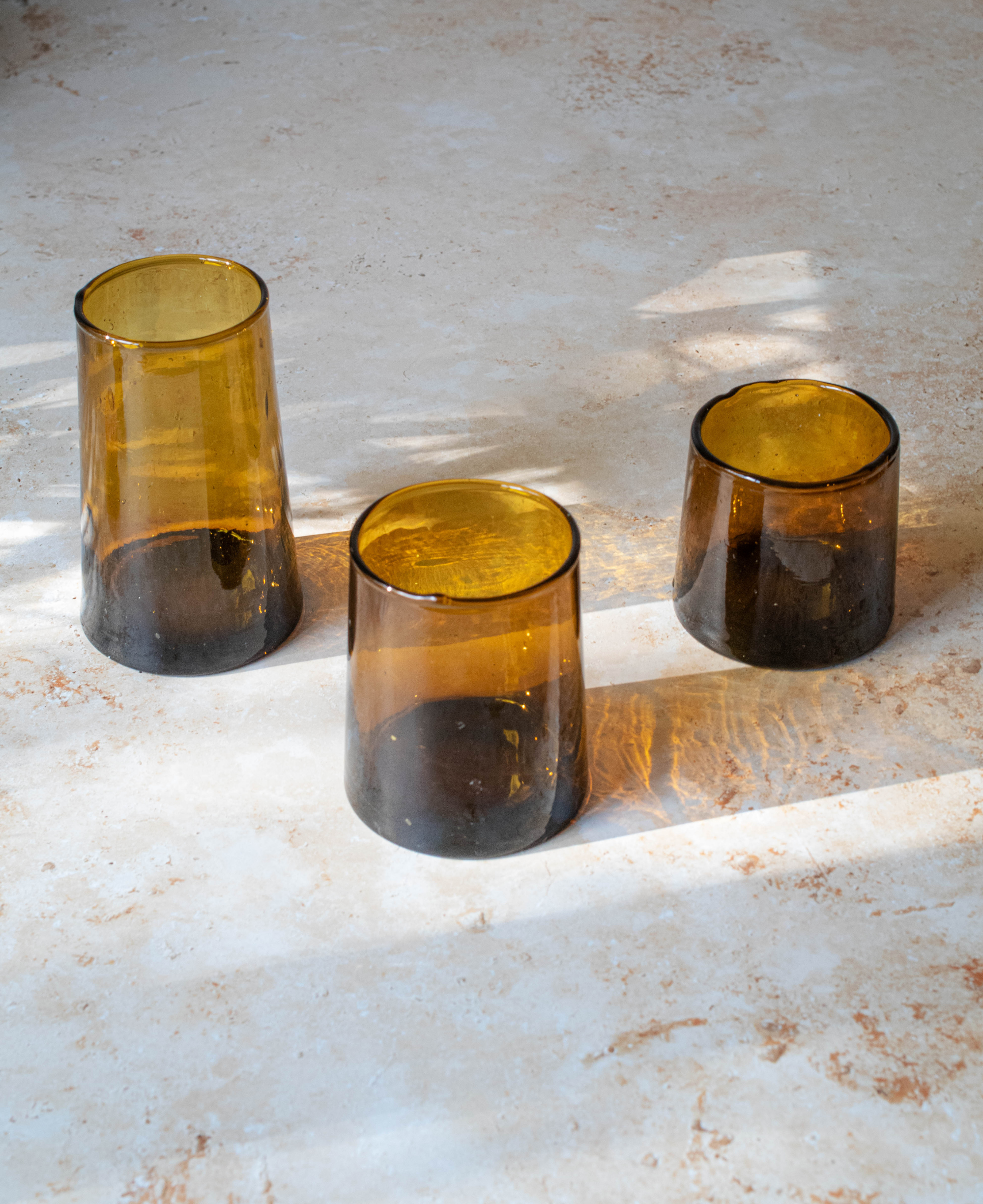 Maison Berber - Wholesale Drinking Glass/Cup - Moroccan Beldi Glasses Set of 6 - Amber 3