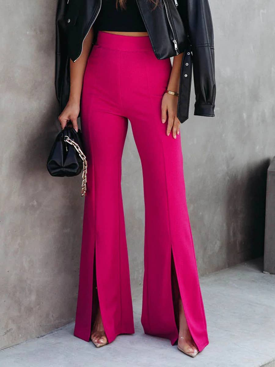 HIDDENBRAND - Wholesale Pants - Women's - Slim thin flared trousers slit pant8