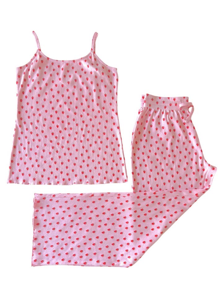 Conjunto de pijama de punto orgánico para mujer en color fresa rosa para venta al por mayor de SIIX Collection