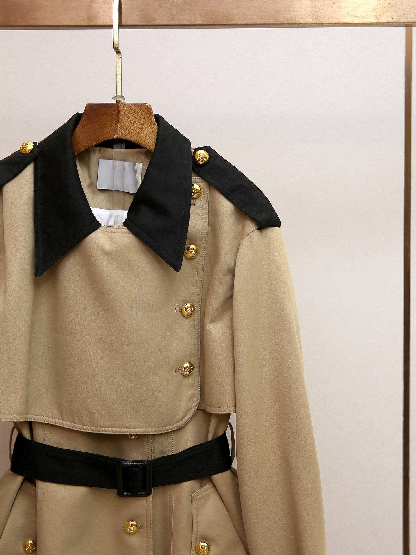 Color as pictures CT125 Vintage Contrast Belted Slim Fit Trench Coat for Women for wholesale on Faire3