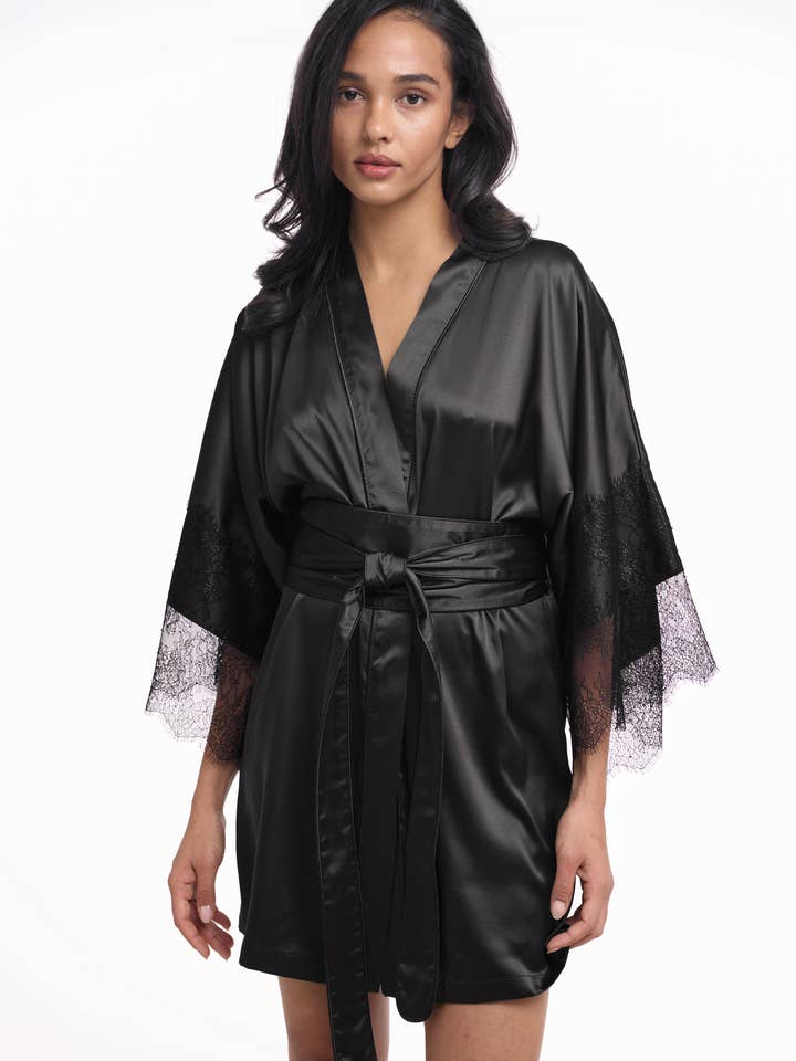 IDENTITY LINGERIE – Großhandel Bademantel – Damen – 100% Seidenrobe, 19 Momme Seidenmorgenmantel, Damenmorgenmantel