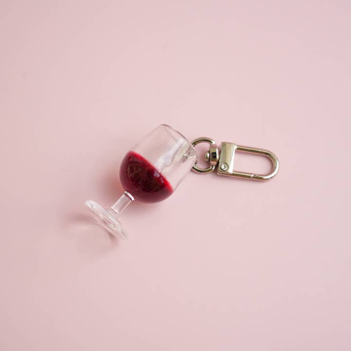 Mini Story Co - Wholesale Keychain - Women's - Glass of Red Wine Keychain | Wine Lover Gift | Miniature Food Key Chain | Drinks Keyring | Cute Accessories
