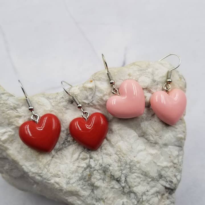 Valentine's Day Puffy Candy Heart Earrings for wholesale by The Pretty Jewellery