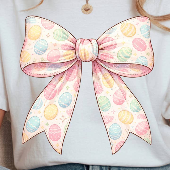 PASTEL EASTER EGG BOW SPRING DTF TRANSFER for wholesale by Remi Lee Transfers