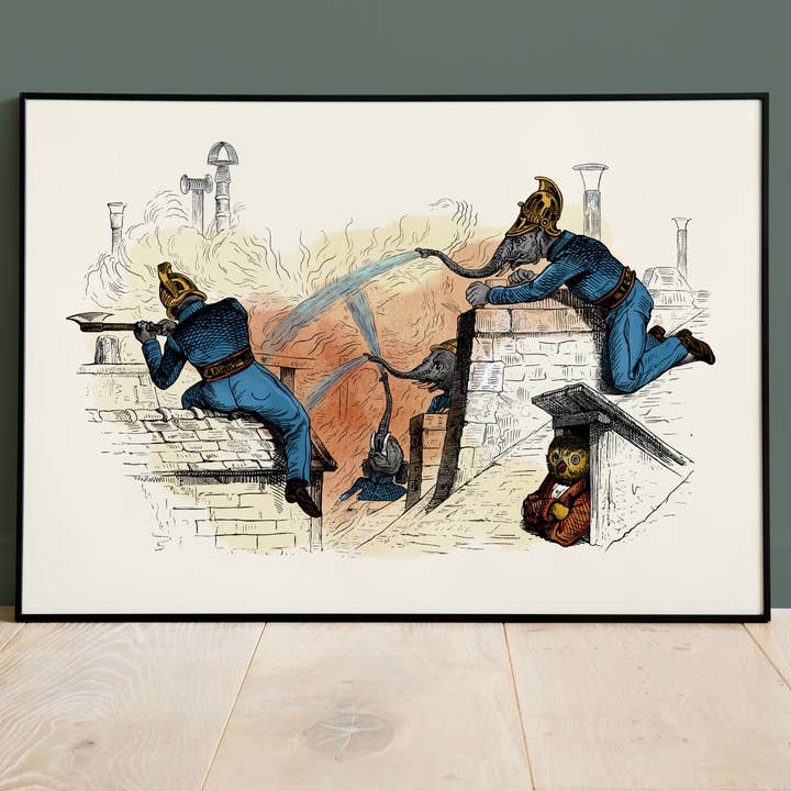 Firefighter Elephants Poster - The Wacky Animals for wholesale by Colette de B.