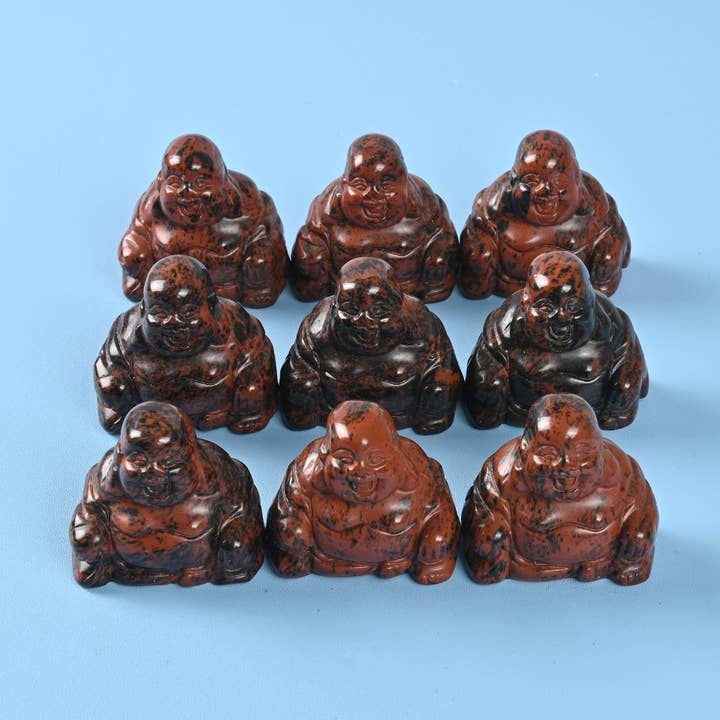 Figurine de Bouddha en obsidienne sculptée en acajou de 1,5 po pour la vente par ilovebeadsusa