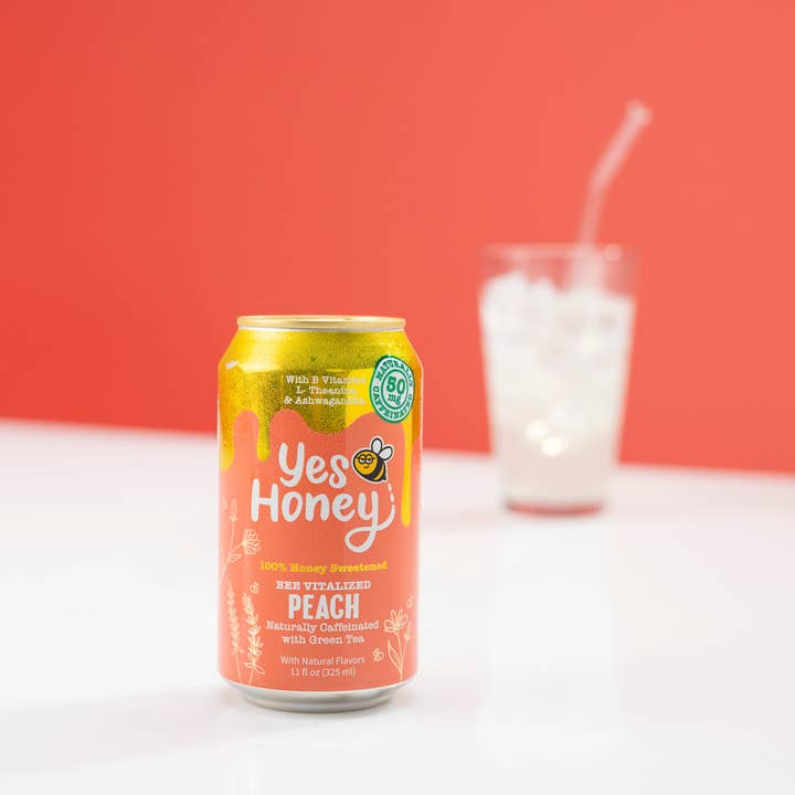 Yes Honey - Wholesale Soda/Carbonated Drink - Yes Honey - 100% Honey Sweetened Soda - Peach Vitality1