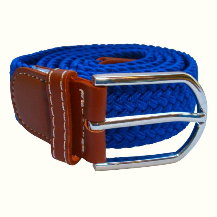 Ceinture tissée élastiquée unie - Bleu royal pour la vente par Bassin And Brown