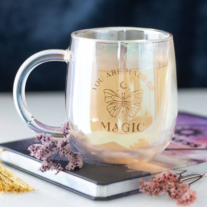 Something Different Wholesale - Venta al por mayor Taza - Taza de Vidrio de Doble Pared Iridiscente Eres Hecho de Magia