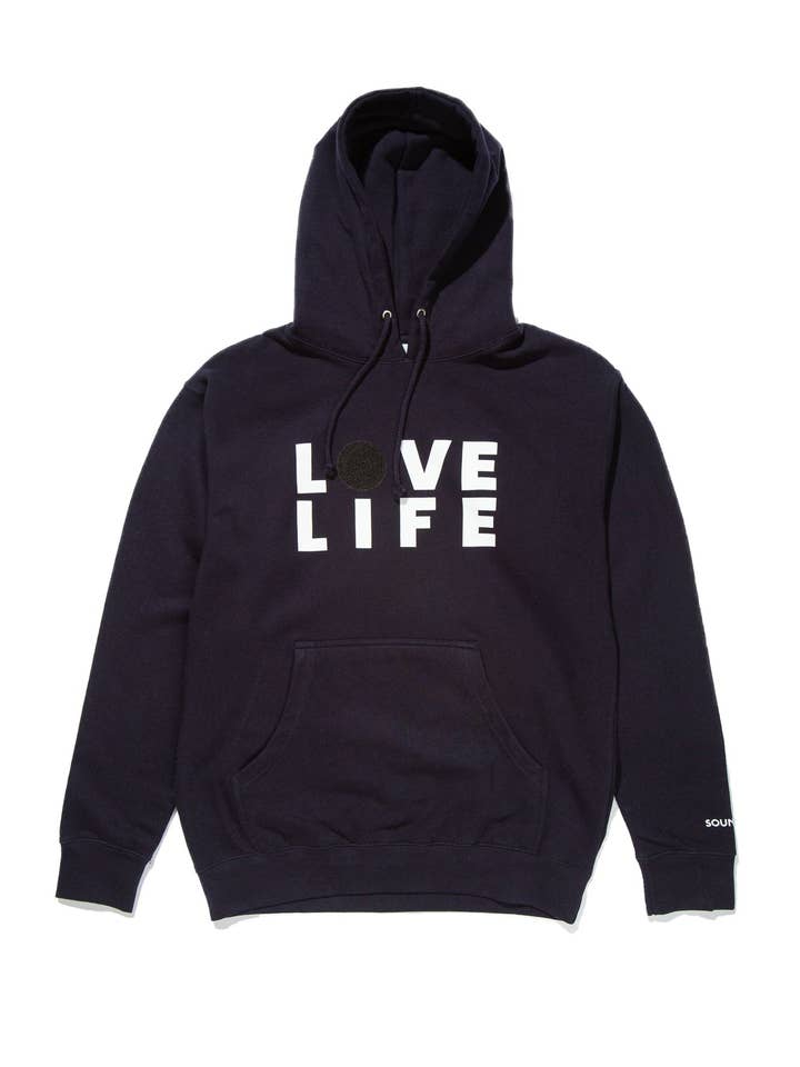 LOVE LIFE HEAVYWEIGHT HOODIE; NAVY for wholesale by SOUNDOFF