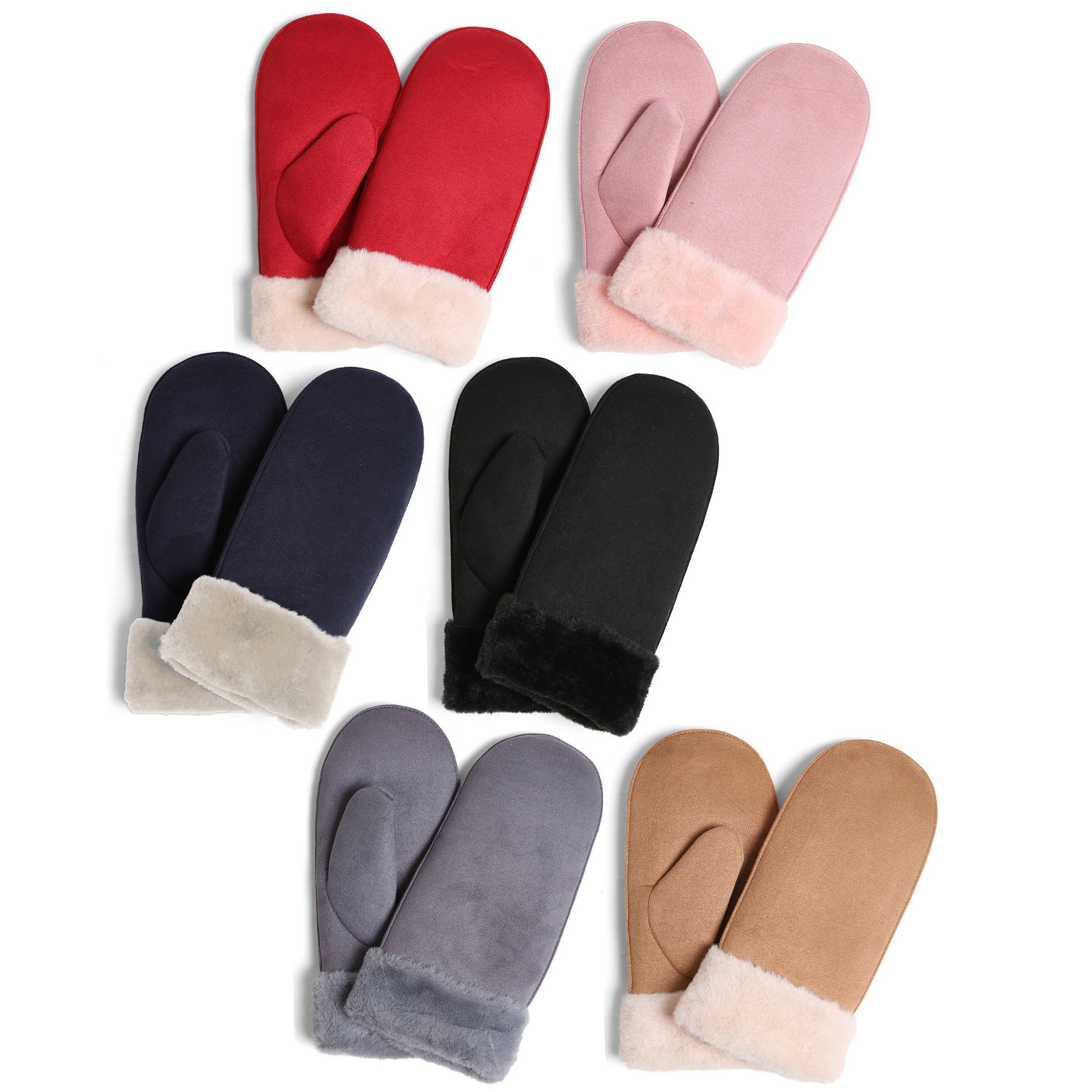 Hana – Luvas - Mulher por atacado – Luvas de Inverno com Punho de Pêlo Sintético de Camurça0