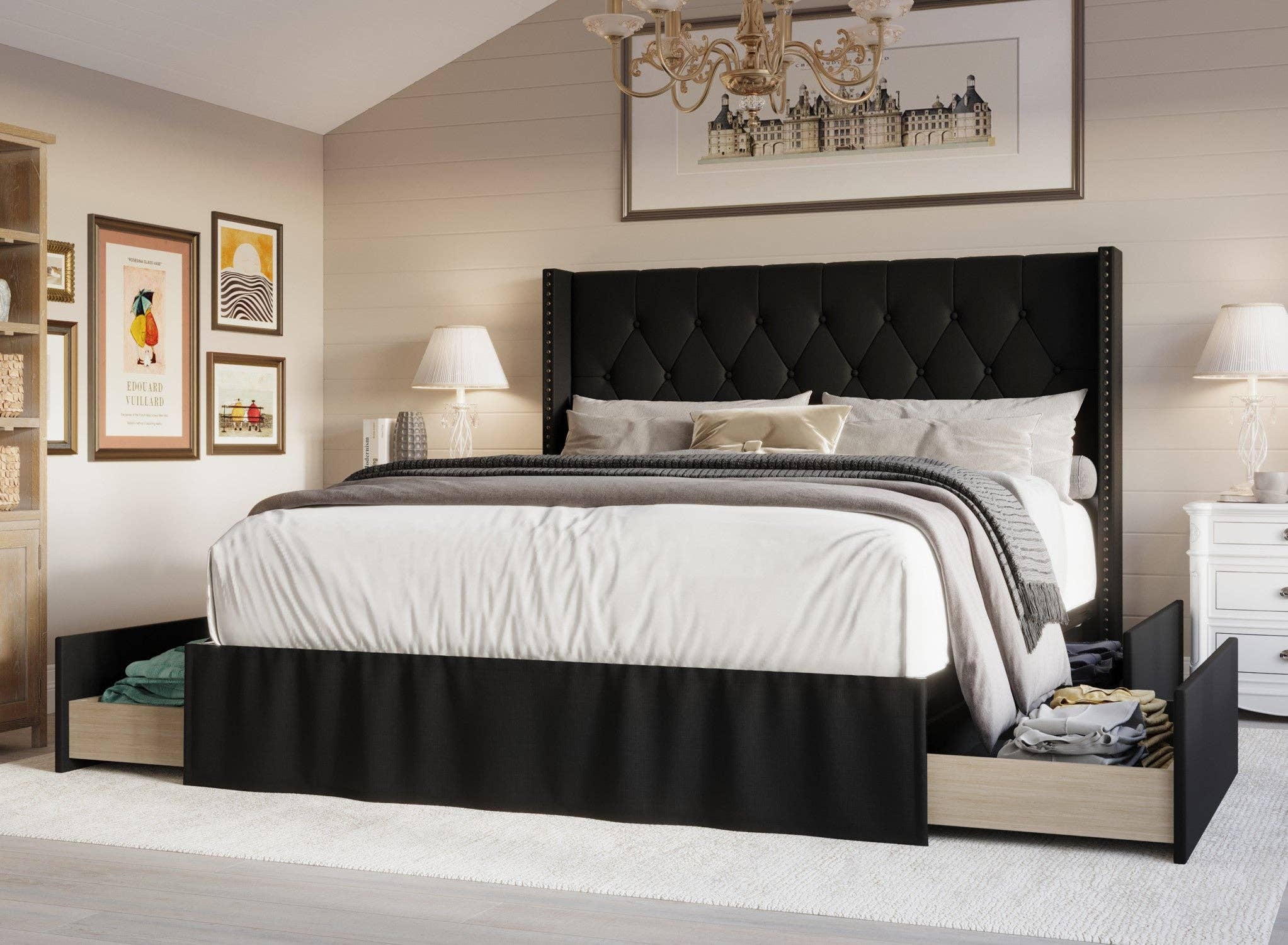 Home Design - Wholesale Bed - Home Design Andrea Upholstered Storage Panel Bed Frame6