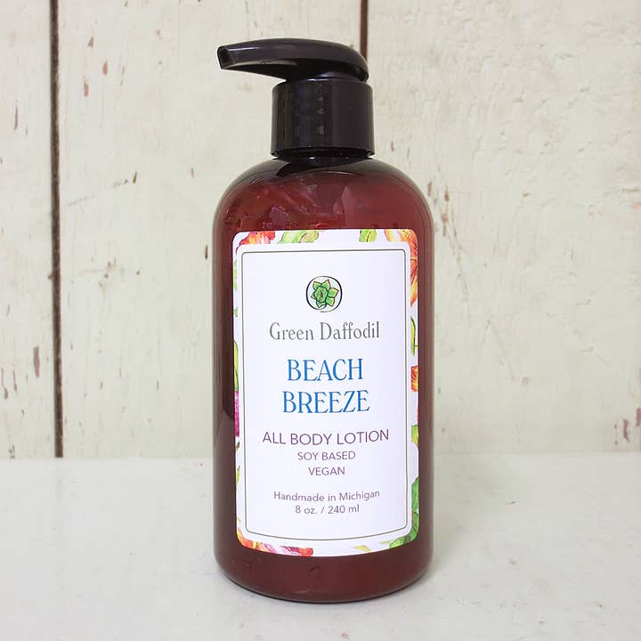 Beach Breeze Soy Lotion Pump Bottle - Summer Fun for wholesale by Green Daffodil Bath & Body