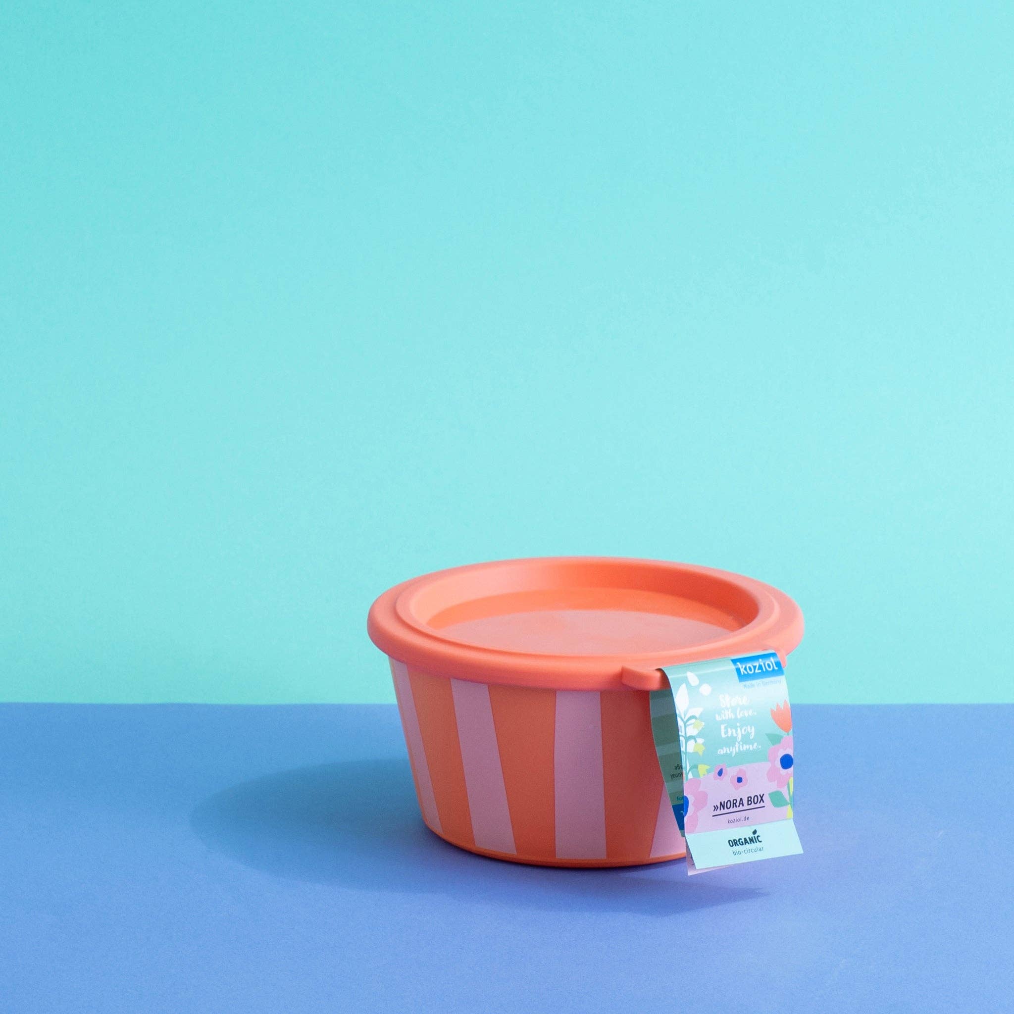 strong coral Bowl with Lid NORA BOX 700ml STRIPES for wholesale on Faire2