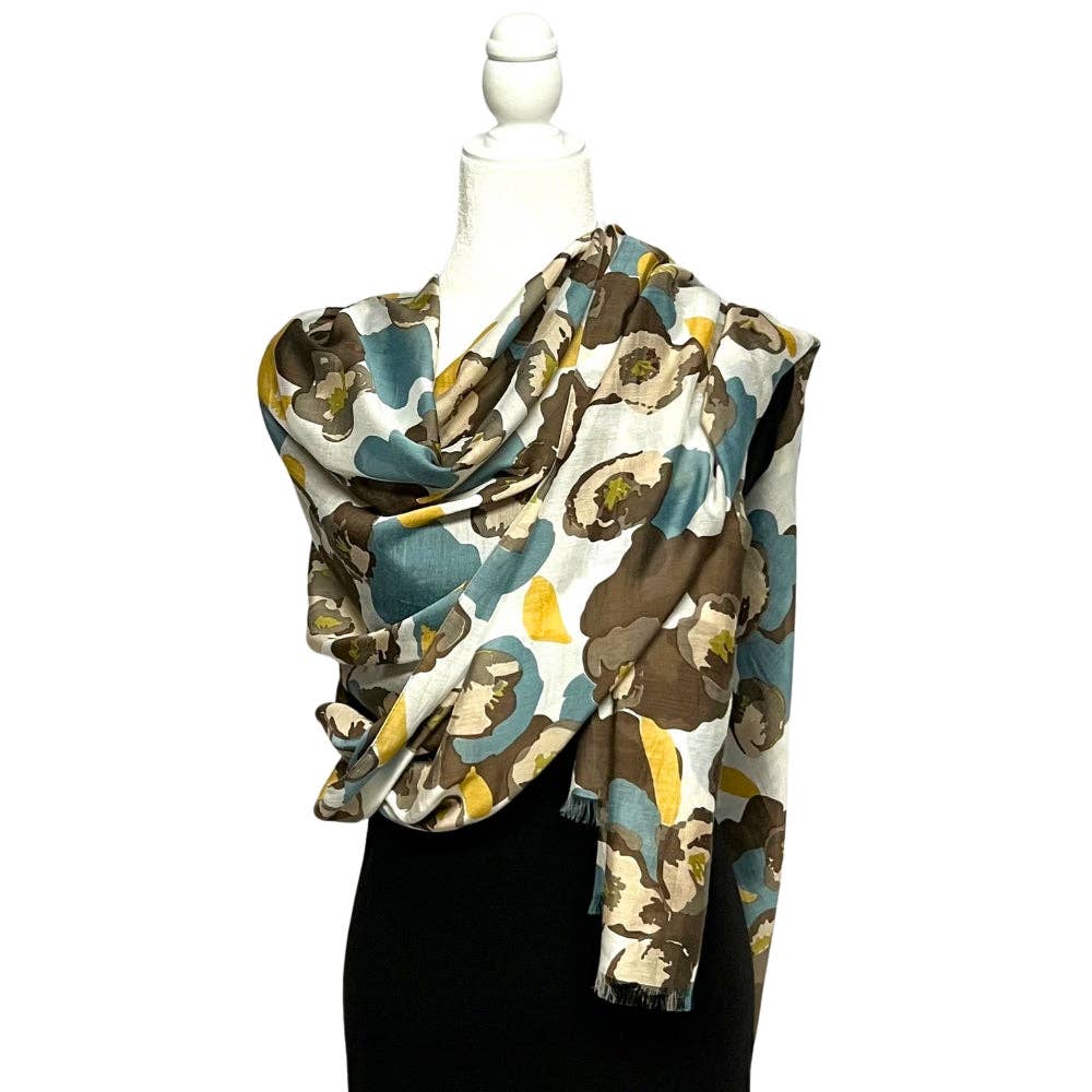 Humble Hilo – Cachecol - Mulher por atacado – Lenço Humble Hilo com arte de papoulas vetoriais22