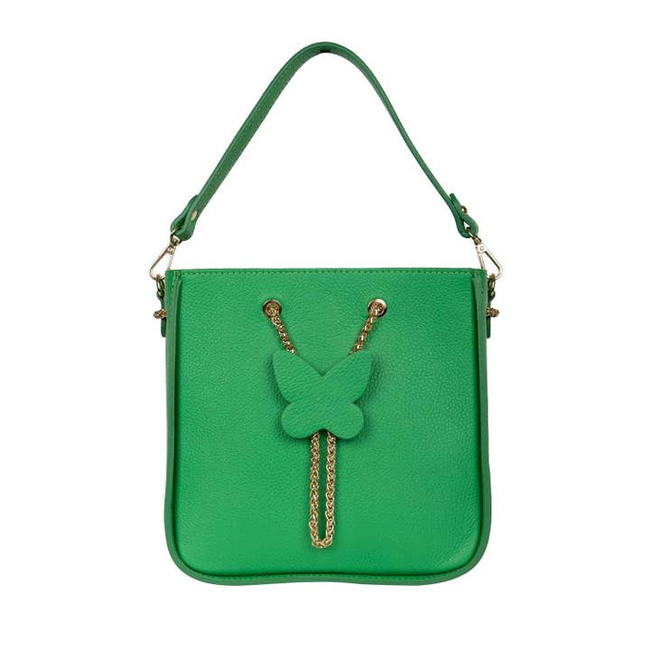 Bolso al hombro Yara de piel verde adornado para venta al por mayor de Shirin Sehan