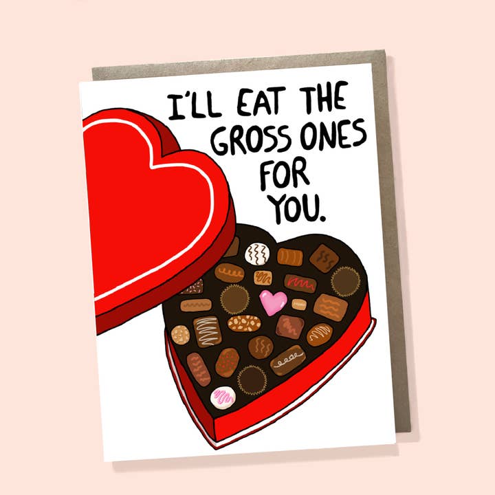 I'll Eat The Gross Ones - Valentine Card, Valentines Day for wholesale by Bangs & Teeth