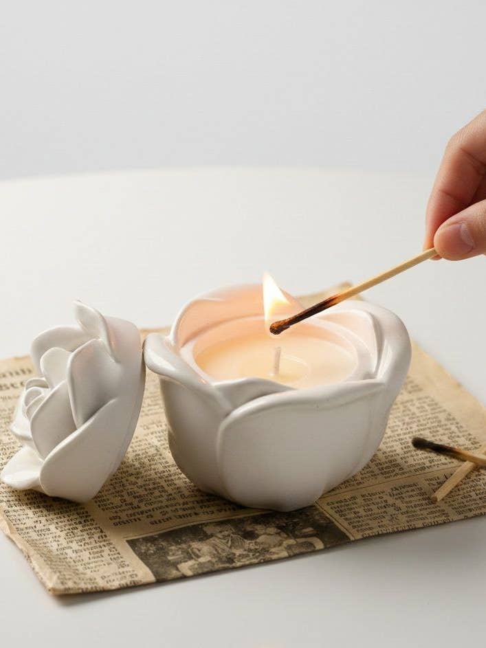 Geurkaars met Pot en Deksel – Floral Rose Kaars for wholesale by kanara Oud