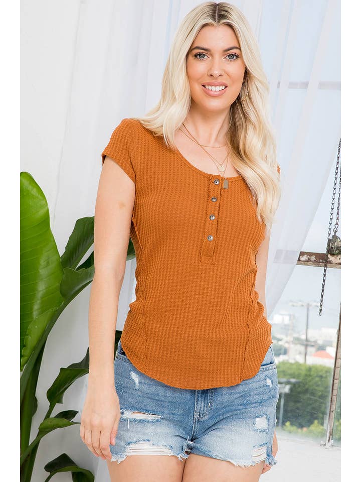 Sweet Lovely by Jen - Wholesale Knit Top - Women's - SW307 HENRY BUTTON S/S TOP25