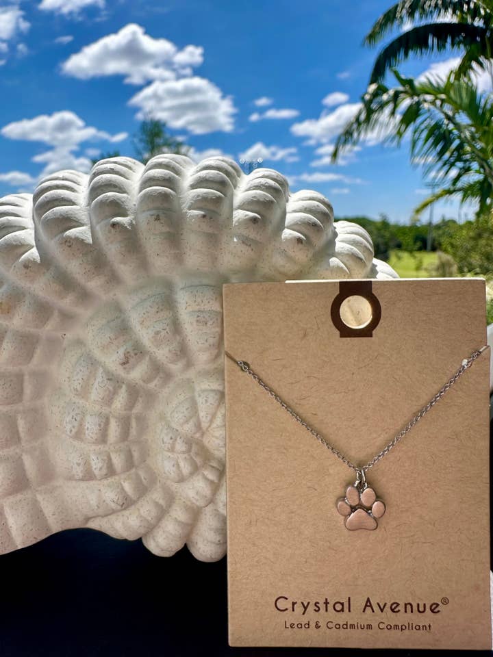 Crystal Avenue Halskette mit Pfotenanhänger aus Edelstahl für den Großhandel von Offshore Surf Co