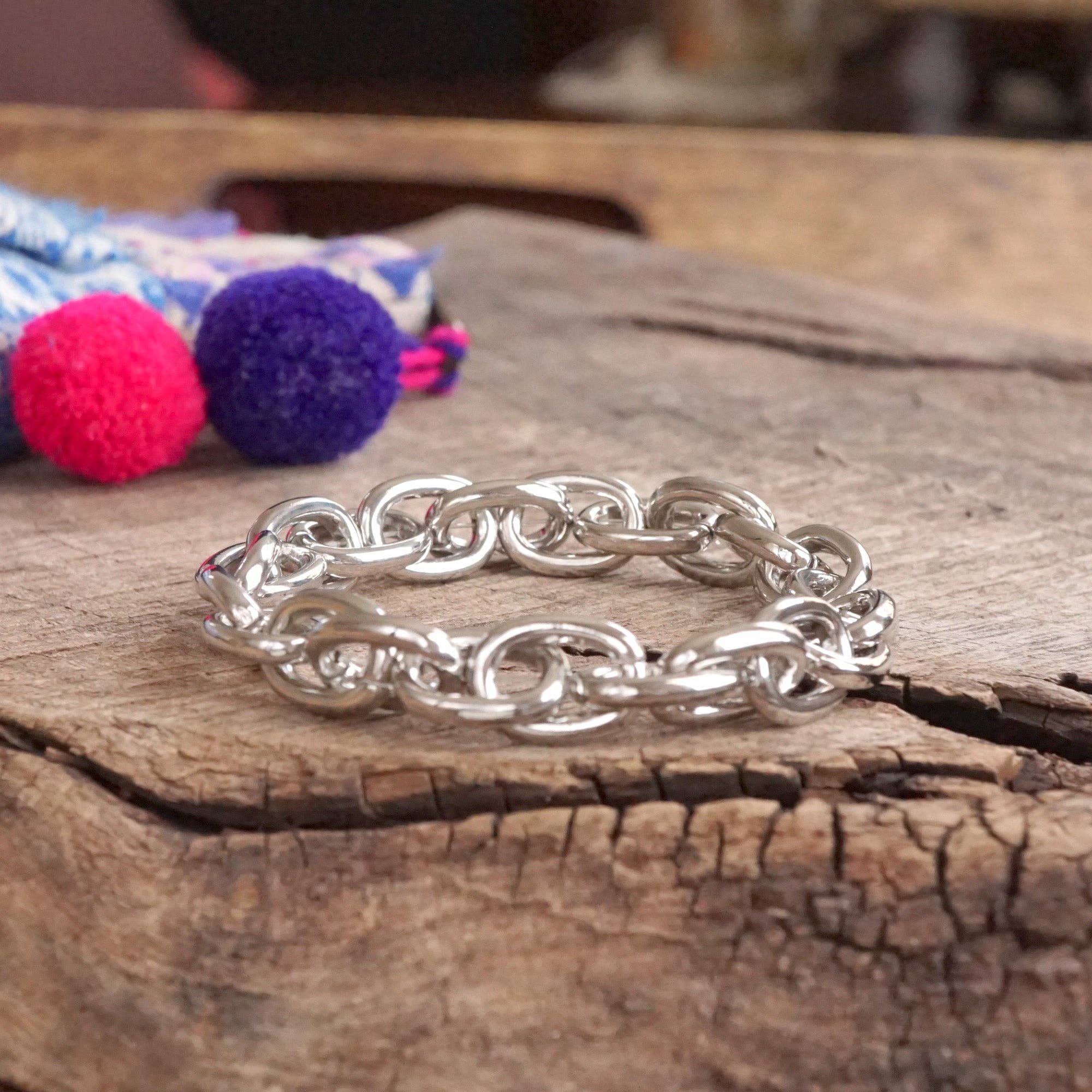 PennyLine inc - Wholesale Link & Chain Bracelet - Chunky Chain Stretchy Bracelet Gold Silver Tones1