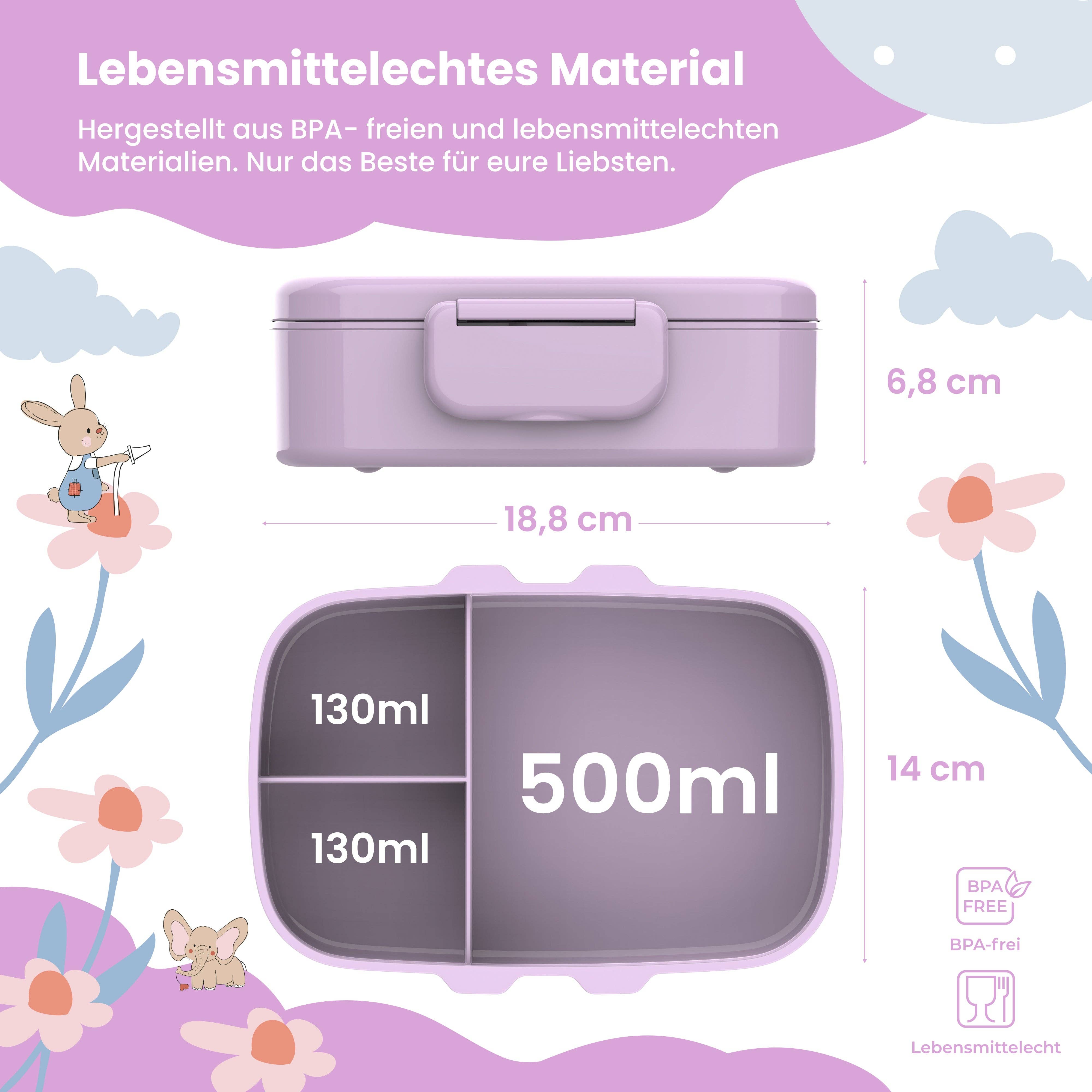 BEARFOOT - Wholesale Lunch Bag/Box - Kids - Children's lunch box with compartments, lightweight & leak-proof - purple2