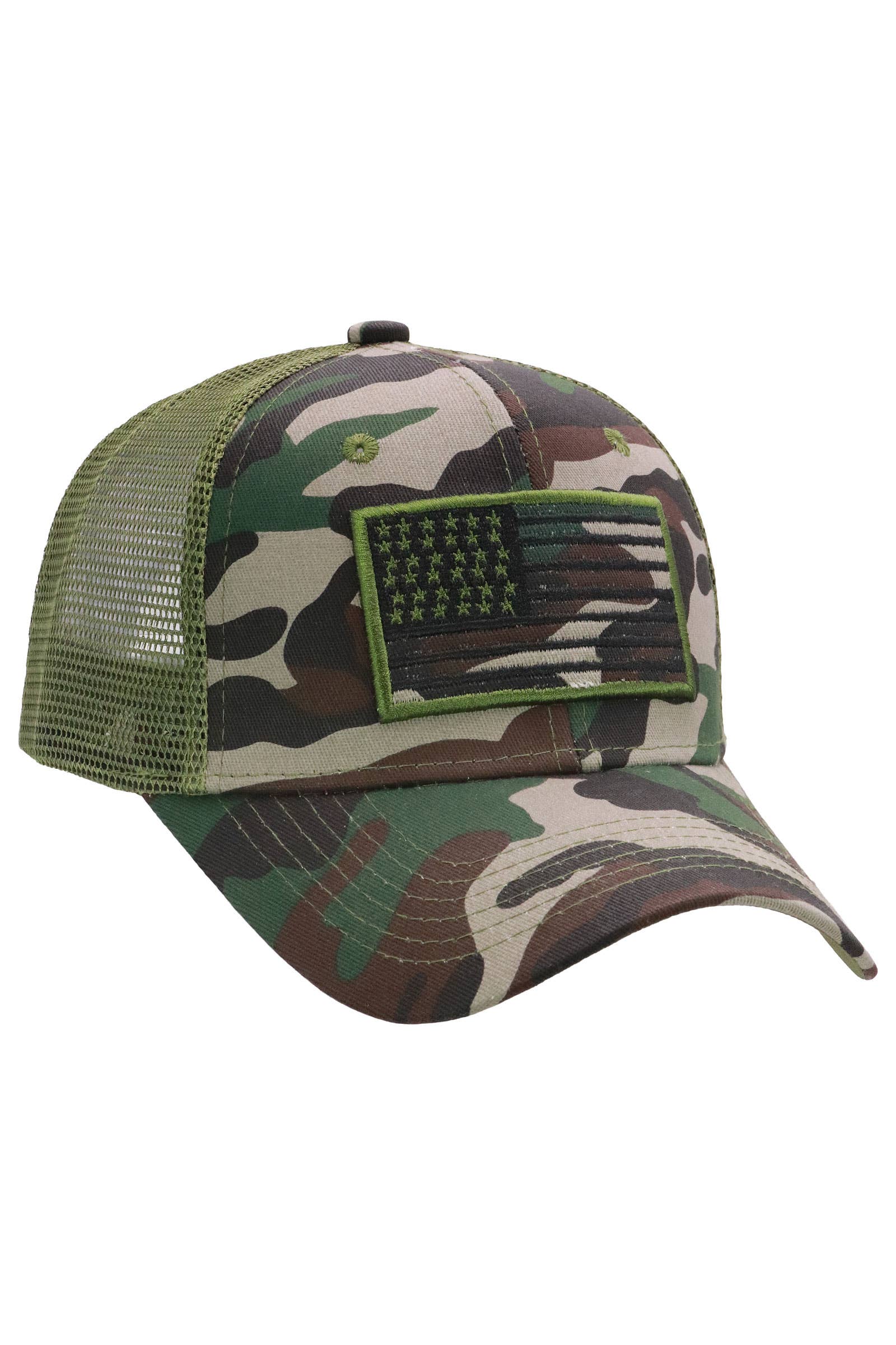 Cap Zone - Wholesale Trucker Hat - Unisex - American Flag Patch Cotton Trucker Hat1