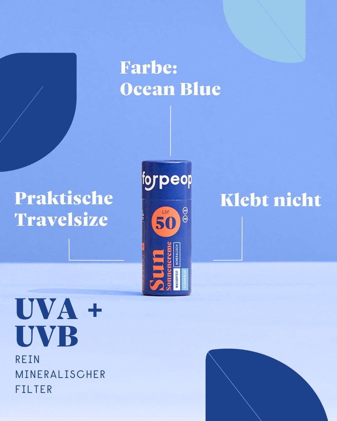 forpeople skincare GmbH - Wholesale Sunscreen - Solid Sunscreen SPF50 Mini - OCEAN BLUE1