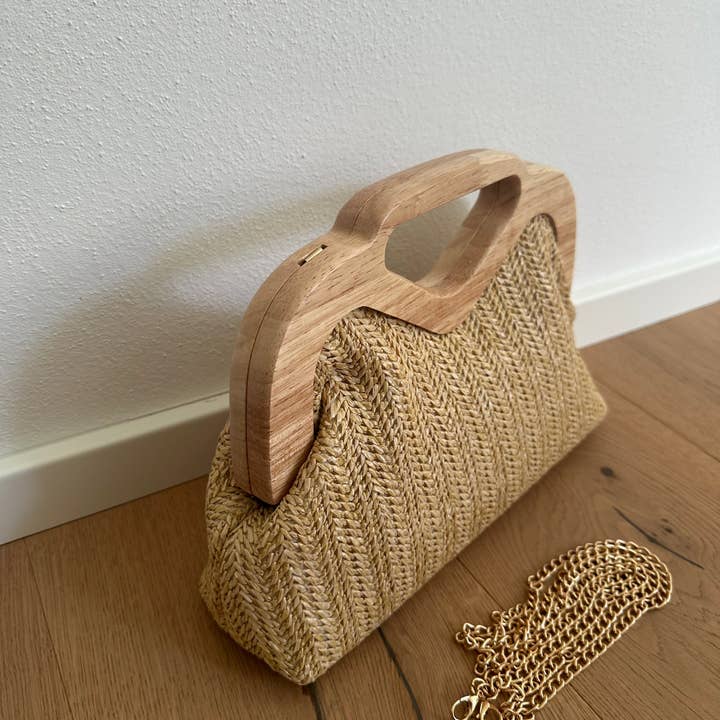 Zhade - Venta al por mayor Bolso de mano - Mujer - Cartera ELSA - rafia y madera