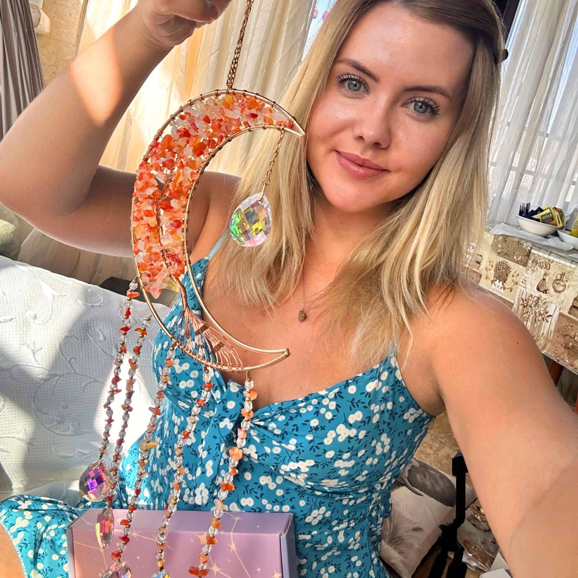 LilAryenne | Jewelry & Suncatchers (Import Fees Covered) - Wholesale Suncatcher - Moon Crystal Suncatcher - Rose Quartz, Red Agate, Amethyst7