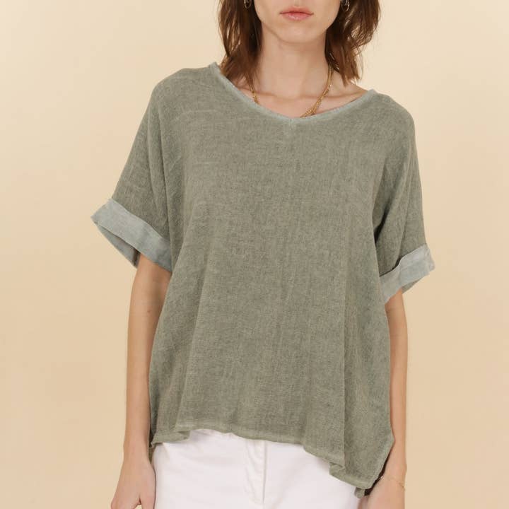 Tshirt coton lin mélangé 10% LINEN 90% COTTON 6763 pour la vente par la maison des fibres naturelles