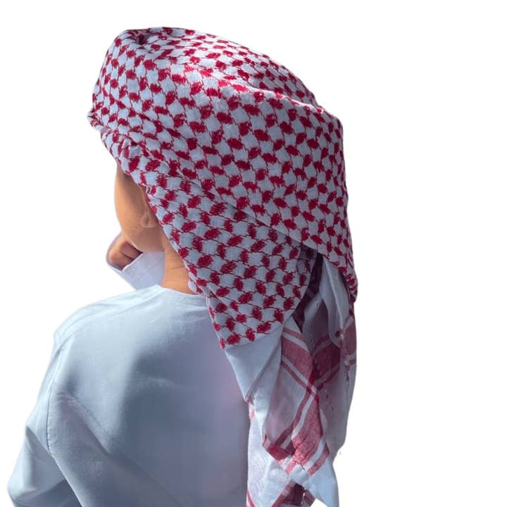 MY LITTLE JUBBA - Wholesale Kids Hat - Kids - Kids Ready Made Red & White Arab Hat Shemagh Keffiyeh