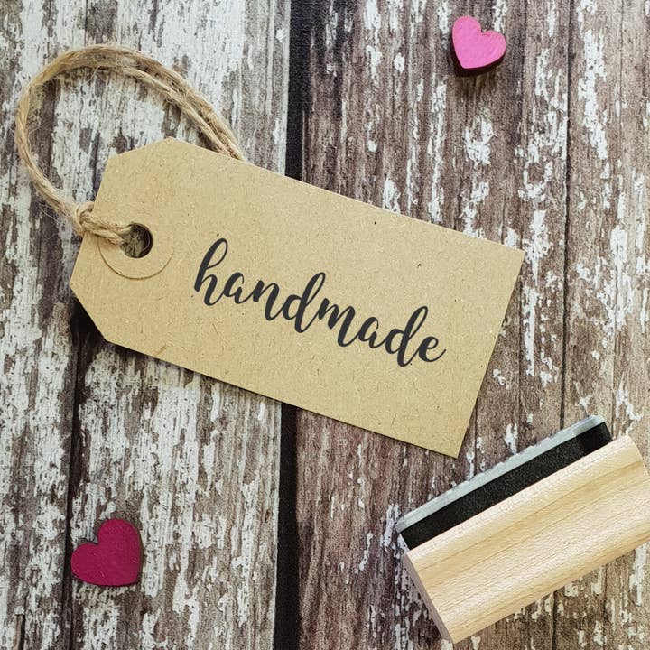 Handmade Script Rubber Stamp for wholesale by Skull and Cross Buns Rubber Stamps