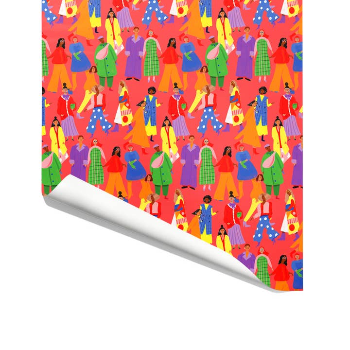 Carolyn Suzuki - Wholesale Flat wrap - CITY FOLK - Single Sheet Gift Wrap