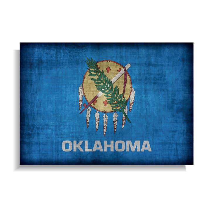 Magnet: Oklahoma Distressed US State Flag for wholesale by BetterMagnets.com by Design Studio 88 Inc